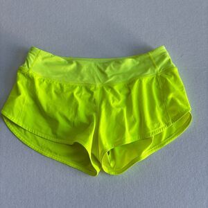 Lululemon Speed Up Low Rise Shorts Women's 6 Neon Yellow 2.5" Lined Lightweight